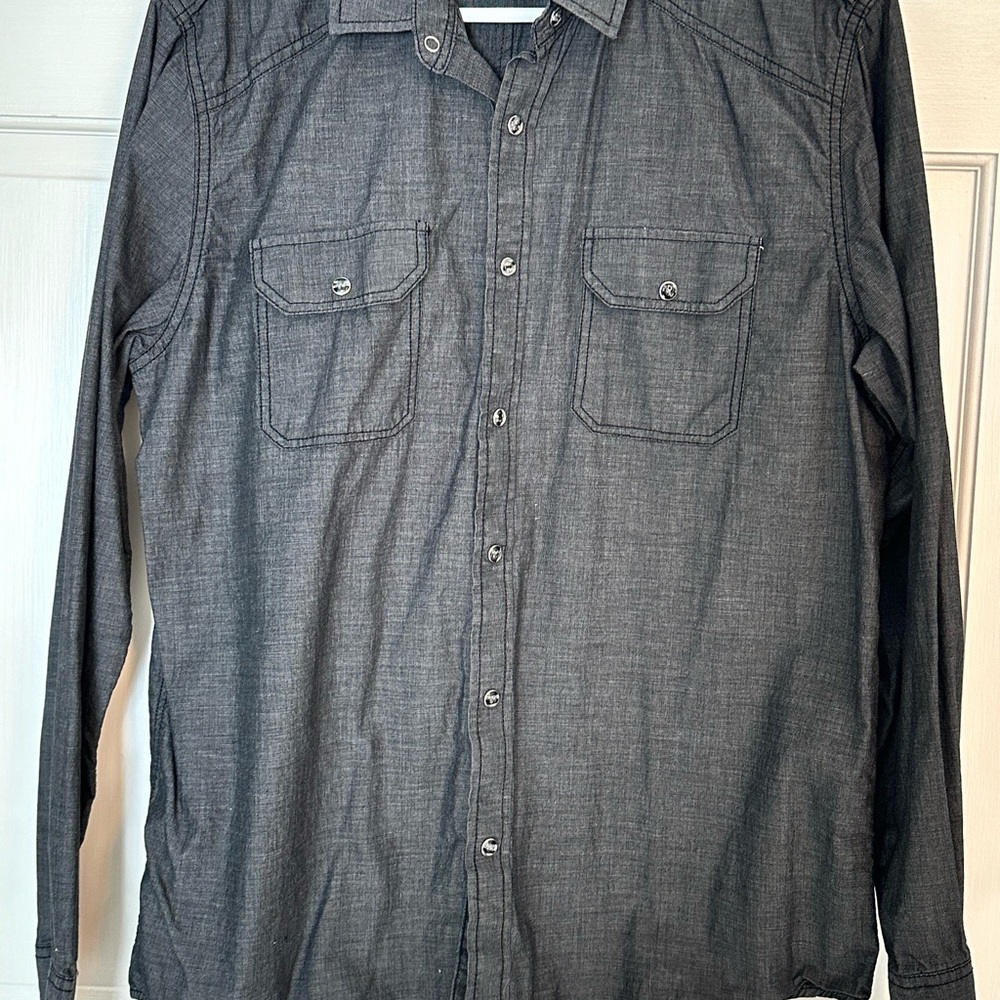Men's Charcoal Button-Up Shirt